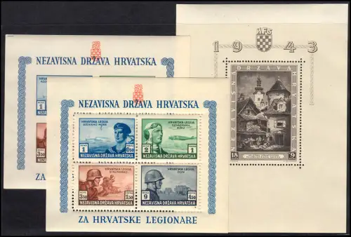 Kroatien Lot Blöcke mit 5A, 5B und 6, sauber postfrisch ** 