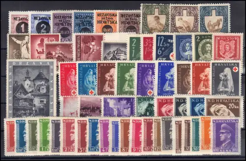 Kroatien Lot mit über 50 Marken aus 1941-1945, alles sauber postfrisch ** 