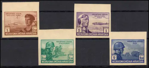 Kroatien 107-110U Farbänderung Legionärsmarken, Satz postfrisch **