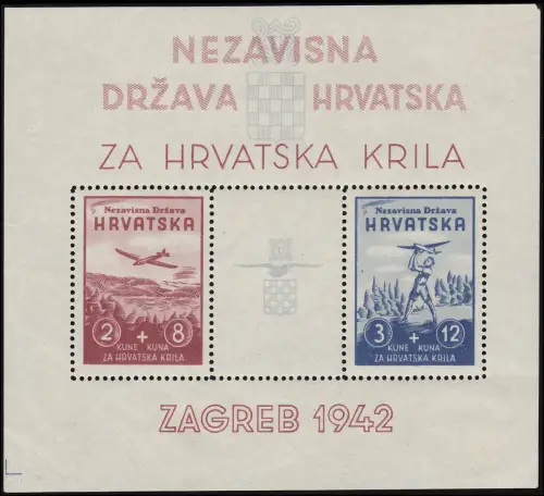 Kroatien Block 2 Modellflugzeug-Ausstellung, Gummimängel, *