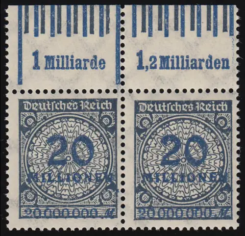 319A Wb 20 Millionen OR-Paar 060/151 und 060/070, ungefaltet ** geprüft BPP