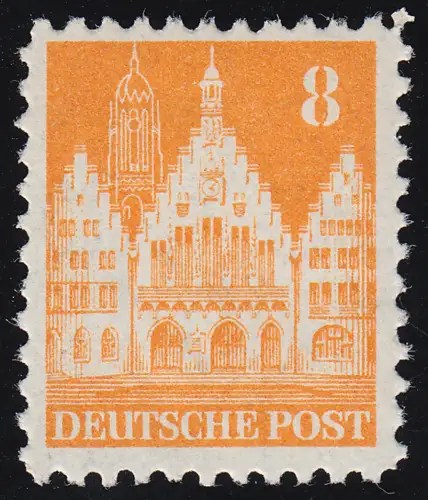 Bizone 78 WB Bauten 8 Pf., orangegelb, weit **