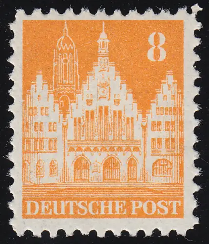 Bizone 78 WB Bauten 8 Pf., orangegelb, weit **