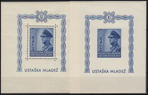 Kroatien Block 4A und B - je ein Block gezähnt und ungezähnt, postfrisch **