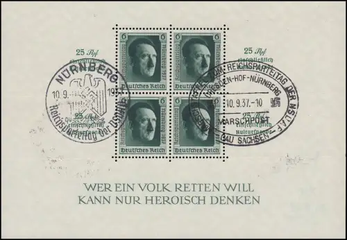 Block 11 mit seltenem SSt Dresden-Hof Nürnberg MARSCHPOST und SST Nürnberg 10.9.