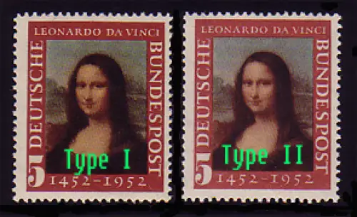 148I+II Mona Lisa - Drucktypen-Set, Erst- und Nachauflage, postfrisch **