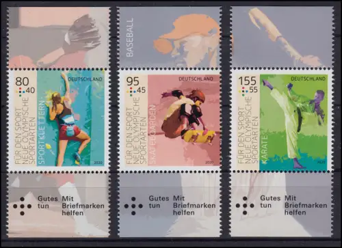 3542-3544 Neue Olympische Sportarten 2020 - Satz aus MH 120 ** / MNH
