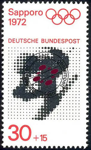 686 Olympische Spiele 30+15 Pf Abfahrtslauf aus Block gestempelt O