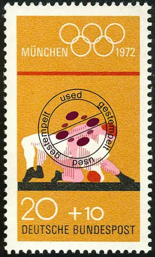 719 Olympische Sommerspiele 20+10 Pf Ringen, gestempelt O