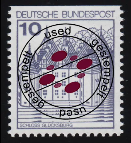 913CI Burgen und Schlösser 10 Pf Glücksburg, BUCHDRUCK neue Fluoreszenz O