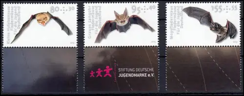 3485-3487 Für die Jugend: Fledermäuse 2019 - Satz aus MH 115, postfrisch **