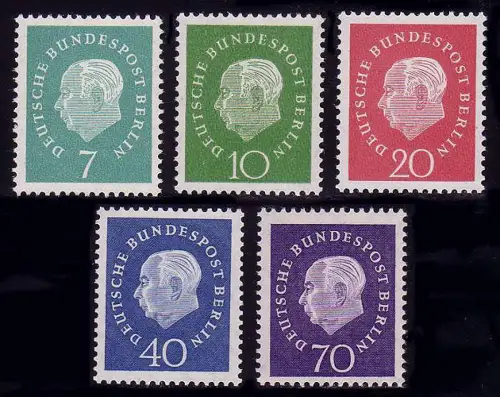 182-186 Heuss 5 Werte, Satz postfrisch **