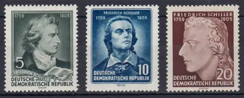 464-466 A Friedrich Schiller 1955, GEZÄHNT, kompletter Satz postfrisch **