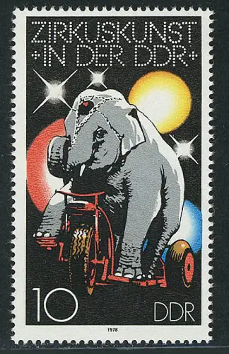 2365 Zirkuskunst 10 Pf Elefanten-Dressur, postfrisch **