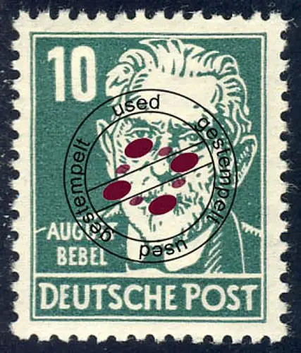 330 August Bebel 10 Pf, gestempelt O