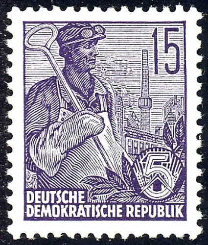454 XII Fünfjahrplan neue Farbe/Wert 15 Pf Wz.2 XII, postfrisch **