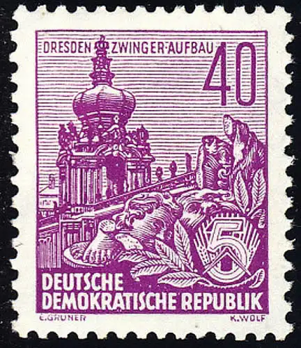 456 XII Fünfjahrplan neue Farbe/Wert 40 Pf Wz.2 XII, postfrisch **