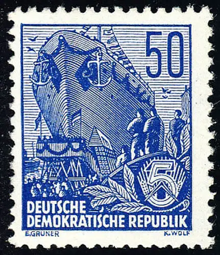 457 XII Fünfjahrplan neue Farbe/Wert 50 Pf Wz.2 XII ** postfrisch