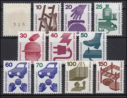 402a ff Unfallverhütung 11 Werte - alle schwarze Zählnummer, Satz postfrisch **