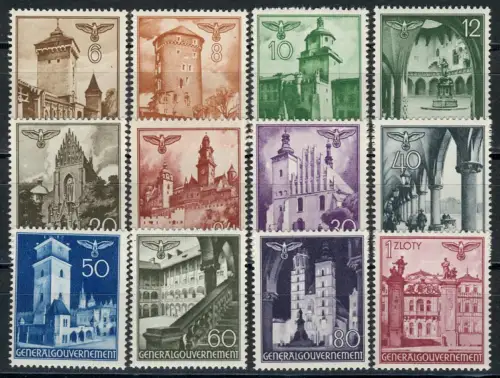 40-51 Freimarken Bauwerke 1940, Satz komplett, postfrisch **