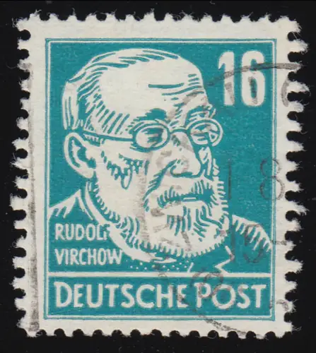 332vb XII Rudolf Virchow 16 Pf Wz.2 XII Bedarfsstempel O geprüft