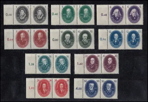 261-270 Akademie der Wissenschaften, waagerechte Paare, ungefaltet postfrisch **