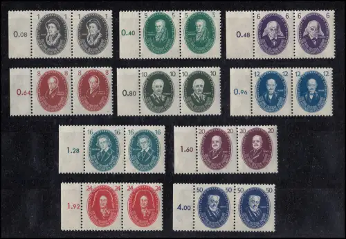 261-270 Akademie der Wissenschaften, waagerechte Paare, ungefaltet postfrisch **