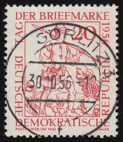 544II Tag der Briefmarke 1956 - PLF oben offenes D in DER, Feld 39, Tages-O