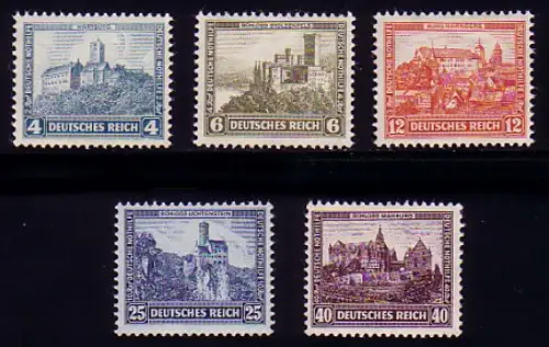 474-478 Burgen und Schlösser 1932, 5 Werte - Satz **