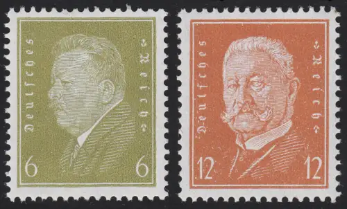 465-466 Reichspräsidenten 6 und 12 Pf., 2 Werte, Satz postfrisch **