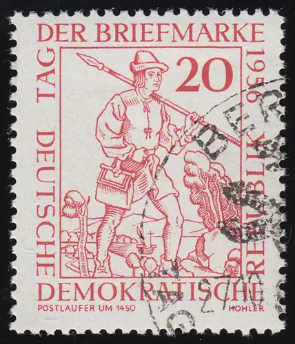 544I T.d.Briefmarke 1956 - PLF gebrochene Speerlinie Feld 43, SST geprüft BPP