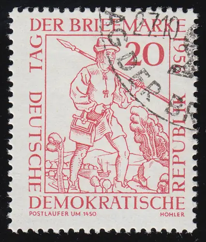 544II Tag der Briefmarke 1956 - PLF offenes D in DER, Feld 39 SST geprüft BPP