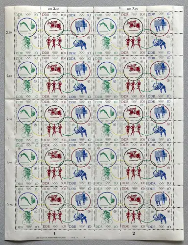 1039-1044 Sommerolympiade 1964, ZD-Bogen, FN1 waag. gefaltet, **