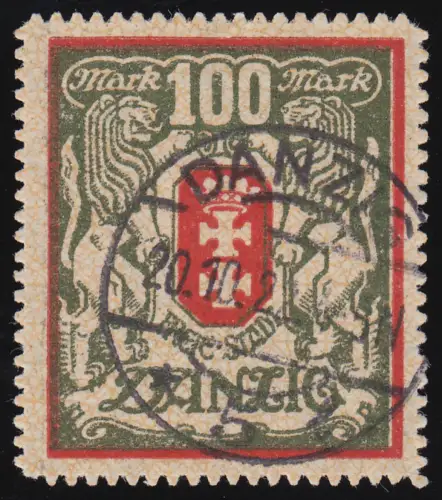 Danzig 101 Y großes Staatswappen zeitgerecht O Danzig 22.10.22, Befund BPP