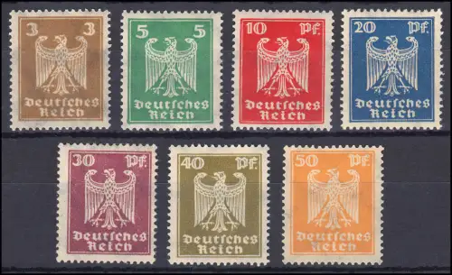 355-361 Reichsadler, 7 Werte, kompletter Satz postfrisch **
