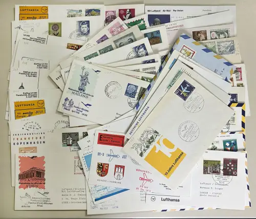 Sammlung mit ca. 50 Luftpostbelegen - insbesondere Lufthansa, Erstflüge (0847