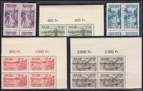 255-259 Hochwasserhilfe im Viererblock, postfrisch **, Befund Ney VP