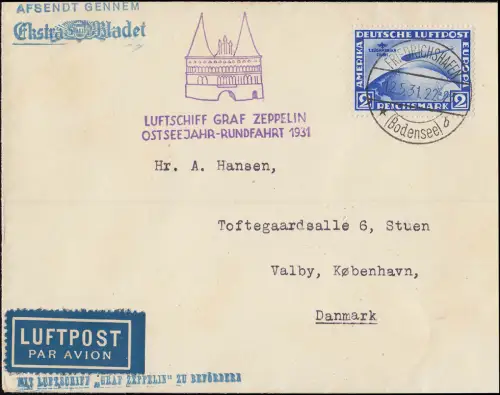 Deutsches Reich 438 Luftschiff Graf Zeppelin 2 RM, Ostseejahr-Rundfahrt 1931