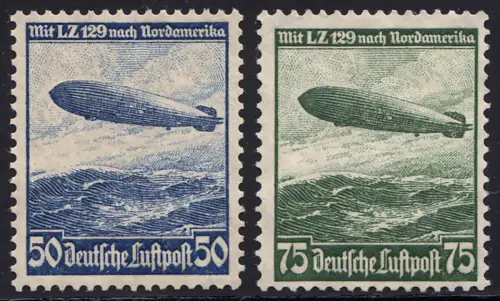 606-607 Luftschiff Hindenburg - Satz (*) säurehaltige Gummierung entfernt