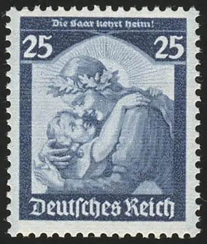 568 1935 Saarabstimmung 25 Pf blass blau (Erstauflage), postfrisch **