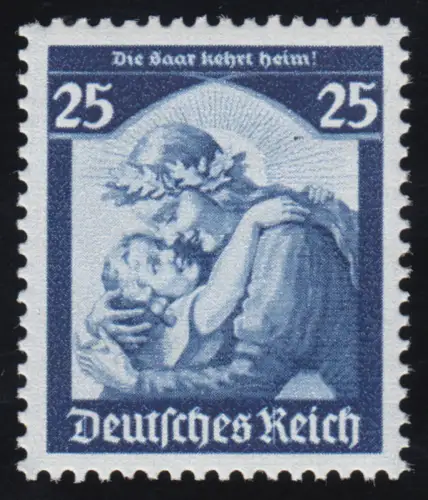 568 1935 Saarabstimmung 25 Pf kräftig dunkelblau (Nachauflage), postfrisch **