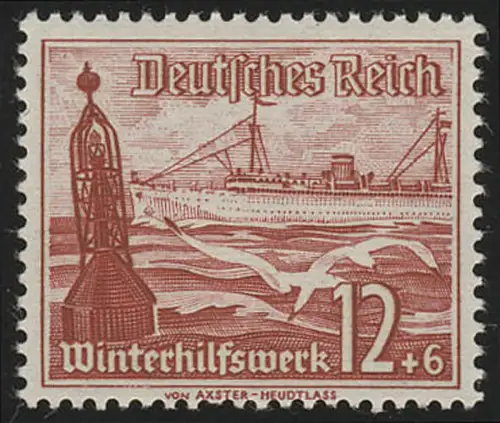 656 Winterhilfswerk Schiffe 12+6 Pf, postfrisch **