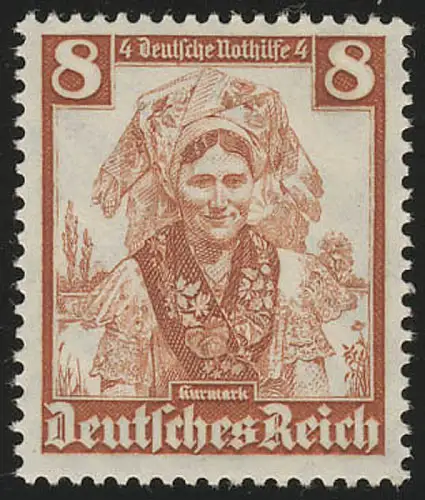 592 Nothilfe Volkstrachten Niederlausitz 8 Pf, postfrisch **