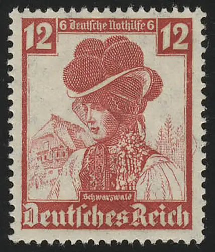 593 Nothilfe Volkstrachten Schwarzwald 12 Pf, postfrisch **