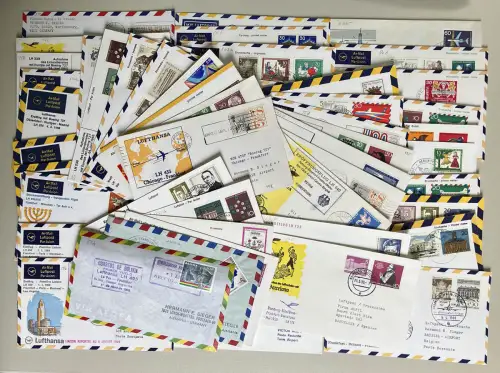 Kollektion ca. 50 Luftpostbelege - insbesondere Lufthansa, Erstflüge etc. (0717