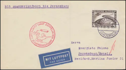 Dt. Reich 439 - 4 RM Südamerikafahrt mit LZ 127 Graf Zeppelin - Bordpost 19.5.30