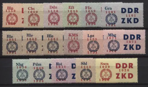 16-30 DDR Dienst (C) roter Aufdruck / VVB, 17 Werte mit 22 I, II, III, Satz **