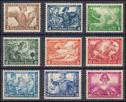 499-507 Wagner (9 Werte) - kompletter Satz postfrisch **, Höchstwert gepr. BPP