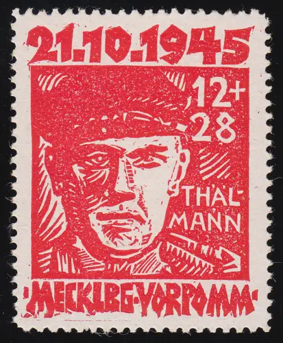 22 V Opfer des Faschismus 12 Pf mit Plattenfehler weißer Mützenfleck, **