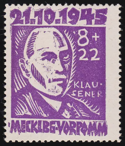 21 PLF IV Opfer des Faschismus, Plattenfehler Fleck links neben der 8, **